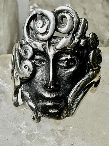FACE RING FIGURATIVE BAND SIZE 9.50 STERLING SILVER WOMEN (1 of 2)