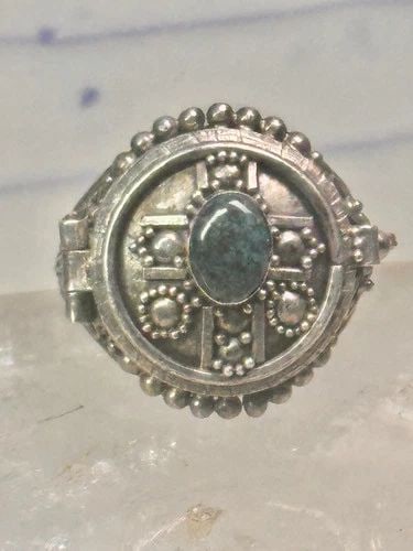 POISON RING SIZE 7 RELIGIOUS CROSS STONE STERLING SILVER WOMEN GIRLS (1 of 2)
