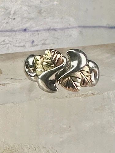 BLACK HILLS GOLD RING LEAVES WEDDING BAND SIZE 9 STERLING SILVER WOMEN (1 of 2)