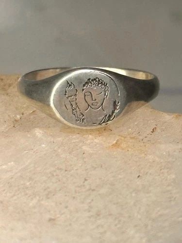 STATUE OF LIBERTY RING SIZE 7 FACE TORCH BAND STERLING SILVER GIRLS WOMEN (1 of 2)
