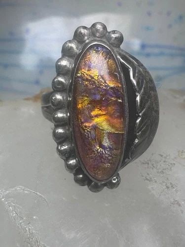 LAB OPAL ? NAVAJO LEAF FEATHER SIZE 8 STERLING SILVER WOMEN (1 of 2)