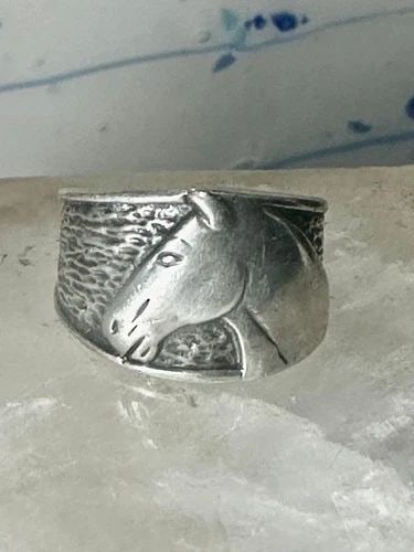 HORSE RING HORSE FACE COWGIRL SOUTHWESTERN BAND SIZE 5.50 STERLING SILVER WOMEN (1 of 2)