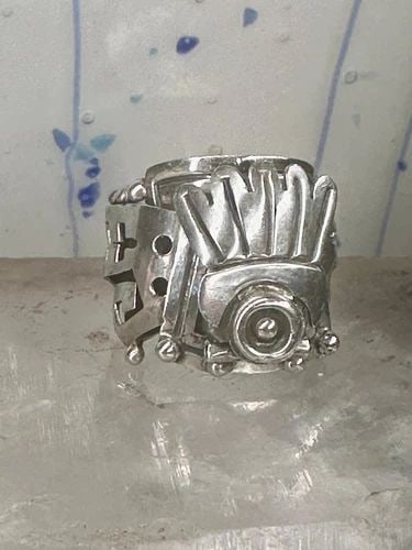 POISON RING MEXICO AZTEC MAYAN IN GREAT CONDITION SIZE 6.75 STERLING SILVER WOME: POISON RING MEXICO AZTEC MAYAN IN GREAT CONDITION SIZE 6.75 STERLING SILVER WOME Poison ring Mexico Aztec Mayan in Great condition size 6.75 sterling silver women Size 6.75 adjustable Weight 10.6g Wid
