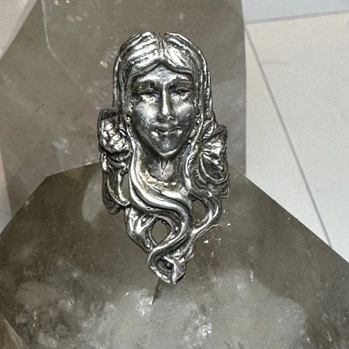 LONG FACE RING ART DECO LONG FLOWING HAIR SIZE 5.75 STERLING SILVER WOMEN: LONG FACE RING ART DECO LONG FLOWING HAIR SIZE 5.75 STERLING SILVER WOMEN Long Face ring Art Deco long flowing hair size 5.75 sterling silver women I leave the rings unpolished until I sell .. If the 