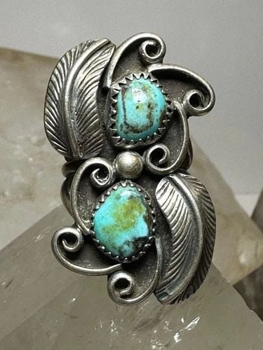 TURQUOISE RING SIZE 5.75 NAVAJO LONG SOUTHWEST STERLING SILVER WOMEN: TURQUOISE RING SIZE 5.75 NAVAJO LONG SOUTHWEST STERLING SILVER WOMEN Turquoise ring size 5.75 Navajo long southwest sterling silver women I leave the rings unpolished until I sell .. If the buyer want