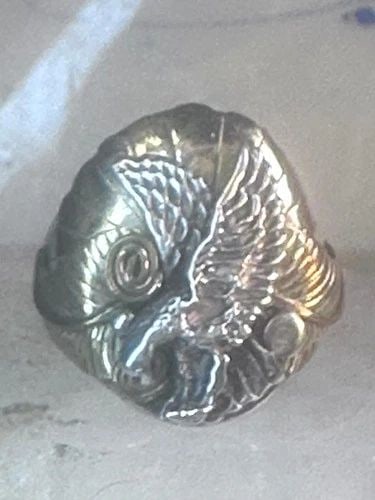 NAVAJO RING EAGLE BAND SIZE 12.2 SOUTHWEST STERLING SILVER WOMEN MEN: NAVAJO RING EAGLE BAND SIZE 10.7 SOUTHWEST STERLING SILVER WOMEN MEN Navajo Ring Eagle band size 10.7 southwest sterling silver women men There is an empty space under the head see close up photo - ma
