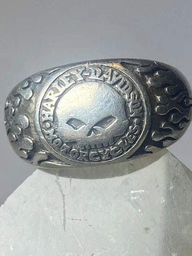 HARLEY DAVIDSON RING BIKER BAND FLAMES STERLING SILVER WOMEN MEN (1 of 2)