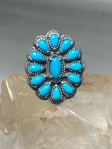 TURQUOISE RING SIZE 7 NAVAJO CAROLYN POLLACK PETITE POINT STERLING SILVER WOMEN (1 of 2)