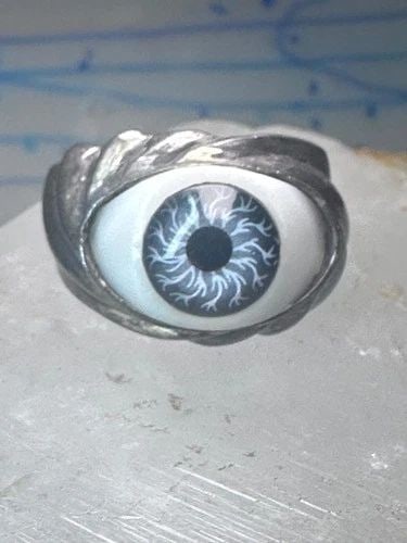 VINTAGE EYE RING EYEBALL BAND SIZE 9.25 STERLING SILVER WOMEN MEN (1 of 2)