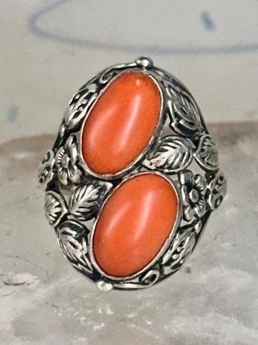 ART DECO RING FLORAL RING PINKY SIZE 4.75 STERLING SILVER WOMEN (1 of 2)