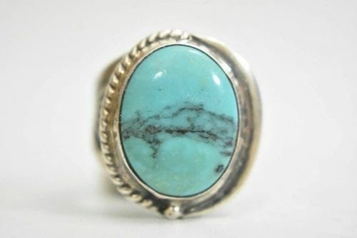TURQUOISE RING SOUTHWEST TRIBAL BAND STERLING SILVER WOMEN SIZE 7.75: TURQUOISE RING SOUTHWEST TRIBAL BAND STERLING SILVER WOMEN SIZE 7.75 Navajo Turquoise ring tribal band sterling silver women Size 7.75 Between a size 7.75 and size 8 Weight 10.8g Widest part of band D