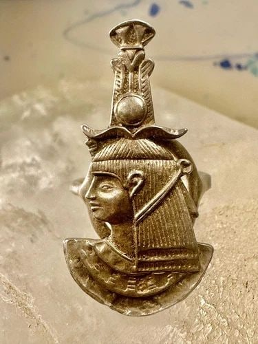 LONG EGYPTIAN RING PHARAOH GOD GODDESS SIZE 5.50 STERLING SILVER WOMEN (1 of 2)
