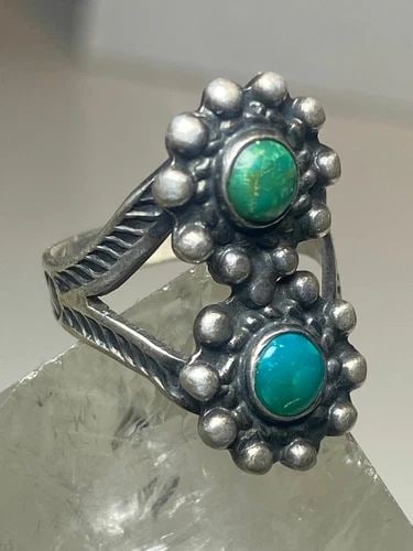 TURQUOISE RING STERLING SILVER STAMPINGS ARROWS PINKY STERLING SILVER WOMEN (1 of 2)