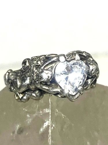 CUPID RING SIZE 8.25 HOLDING HEART LOVE VALENTINE STONE FIGURATIVE STERLING SILV (1 of 2)