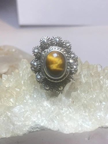 TIGER EYE RING POISON STERLING SILVER MEXICAN WOMEN GIRLS (1 of 2)