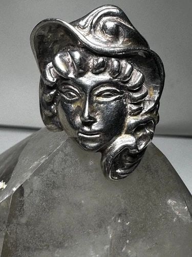LADY FACE RING SIZE 7.25 TAXCO MARKED TR-135 925 MEXICO HAT STERLING SILVER WOME (1 of 2)