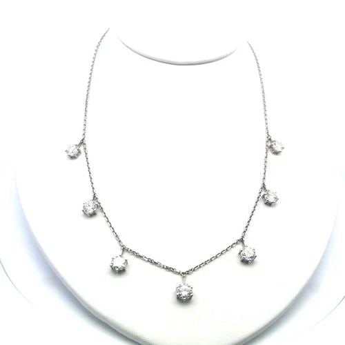 VINTAGE 14K WHITE GOLD DROP NECKLACE WITH 7.23 CARAT ROUND DIAMONDS GIA E-H: VINTAGE 14K WHITE GOLD DROP NECKLACE WITH 7.23 CARAT ROUND DIAMONDS GIA E-H VINTAGE 14K WHITE GOLD DROP NECKLACE WITH 7.23 CARAT ROUND DIAMONDS GIA E-H PRODUCT DESCRIPTION Detailed Description: Embrac