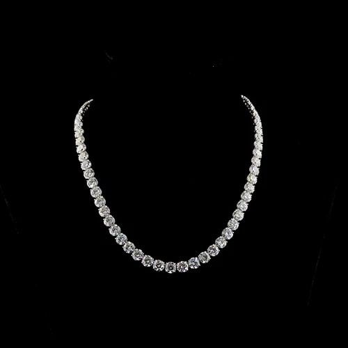 LAB-GROWN 64.86 CARAT ROUND E-F-VS1 DIAMOND 14K WHITE GOLD TENNIS NECKLACE: LAB-GROWN 64.86 CARAT ROUND E-F-VS1 DIAMOND 14K WHITE GOLD TENNIS NECKLACE Title: High-quality Brand-New Echo Friendly Elegant Lab-Grown 64.86 Carat Round E-F-VS1 Diamond 14K White Gold Tennis Necklac