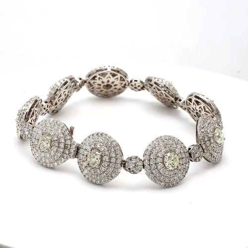 VINTAGE 14K WHITE GOLD LINK BRACELET 19.98 CARAT ROUND DIAMONDS 7.75 INCH (1 of 2)