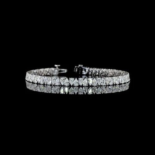 LAB-GROWN 7.54 CARAT PEAR E-F-VS+ DIAMOND 14K WHITE GOLD TENNIS BRACELET: LAB-GROWN 7.54 CARAT PEAR E-F-VS+ DIAMOND 14K WHITE GOLD TENNIS BRACELET Title: High-quality Brand-New Echo Friendly Elegant Lab-Grown 7.54 Carat Pear E-F-VS+ Diamond 14K White Gold Tennis Bracelet Vi