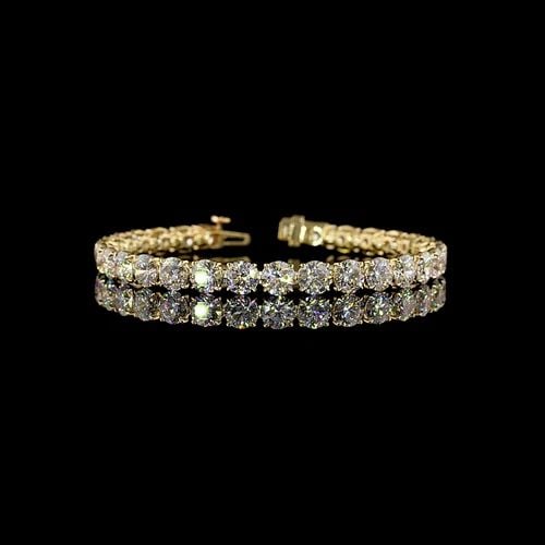 LAB-GROWN 20.01 CARAT ROUND E-F-VS1 DIAMOND 14K YELLOW GOLD TENNIS BRACELET: LAB-GROWN 20.01 CARAT ROUND E-F-VS1 DIAMOND 14K YELLOW GOLD TENNIS BRACELET Title: High-quality Brand-New Echo Friendly Elegant Lab-Grown 20.01 Carat Round E-F-VS1 Diamond 14K Yellow Gold Tennis Brace