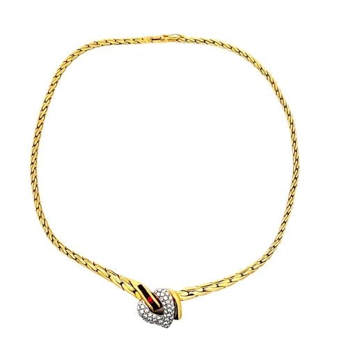 0.90 CARAT ROUND BRILLIANT DIAMOND 18K YELLOW GOLD VINTAGE NECKLACE: 0.90 CARAT ROUND BRILLIANT DIAMOND 18K YELLOW GOLD VINTAGE NECKLACE Title: 0.90 Carat Round Brilliant Diamond 18 Karat Yellow Gold Vintage Necklace Style: Vintage Metal: 18 Karat Yellow Gold Gemstone 