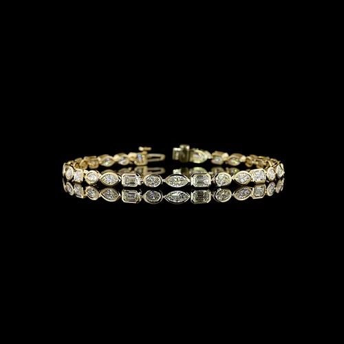 LAB-GROWN 3.4 CARAT MIX E-F-VS+ DIAMOND 14K YELLOW GOLD TENNIS BRACELET: LAB-GROWN 3.4 CARAT MIX E-F-VS+ DIAMOND 14K YELLOW GOLD TENNIS BRACELET Title: High-quality Brand-New Echo Friendly Elegant Lab-Grown 3.4 Carat MIX E-F-VS+ Diamond 14K Yellow Gold Tennis Bracelet Vide