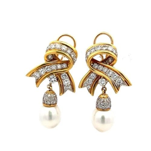3.10 CARAT ROUND BRILLIANT DIAMOND 10.05-11.2MM PEARL 14K YG DANGLING EARRINGS: 3.10 CARAT ROUND BRILLIANT DIAMOND 10.05-11.2MM PEARL 14K YG DANGLING EARRINGS Title: 3.10 Carat Round Brilliant H SI Diamond 1.00 Carat Pearl 14 Karat Yellow Gold Dangling Earrings Style: Dangling Me