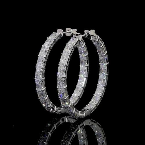 LAB-GROWN 12.29 CARAT RADIANT E-F-VS2 DIAMOND 14K WHITE GOLD HOOPS EARRINGS: LAB-GROWN 12.29 CARAT RADIANT E-F-VS2 DIAMOND 14K WHITE GOLD HOOPS EARRINGS LAB-GROWN 12.29 CARAT RADIANT E-F-VS2 DIAMOND 14K WHITE GOLD HOOPS EARRINGS PRODUCT DESCRIPTION Title: High-quality Brand-Ne
