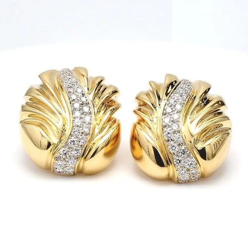 0.90 CARAT ROUND BRILLIANT H VS1 DIAMOND 18K YG CLIP ON EARRINGS (1 of 2)