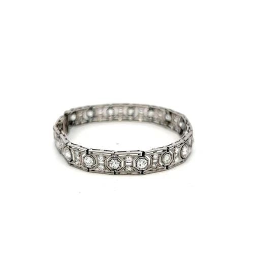 PLATINUM ART-DECO BRACELET WITH 3.5 CARAT ROUND & OLD EUROPEAN CUT G VS DIAMONDS: PLATINUM ART-DECO BRACELET WITH 3.5 CARAT ROUND & OLD EUROPEAN CUT G VS DIAMONDS PLATINUM ART-DECO BRACELET WITH 3.5 CARAT ROUND & OLD EUROPEAN CUT G VS DIAMONDS PRODUCT DESCRIPTION Video: Video Link 
