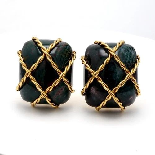 SEAMAN SCHEPPS VINTAGE 18K YELLOW GOLD CLIP-ON EARRINGS 55.6 GRAMS (1 of 2)