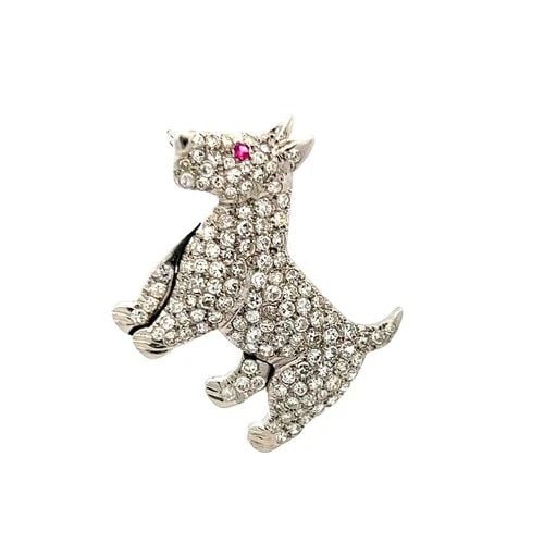 3.00 CARAT ROUND DIAMOND 0.02 CARAT RUBY 18 KARAT WHITE GOLD PIN BROOCH: 3.00 CARAT ROUND DIAMOND 0.02 CARAT RUBY 18 KARAT WHITE GOLD PIN BROOCH PRODUCT DESCRIPTION Title: 3.00 Carat Round Brilliant H VS Diamond 0.02 Carat Round Brilliant Ruby 18 Karat White Gold Pin Brooc