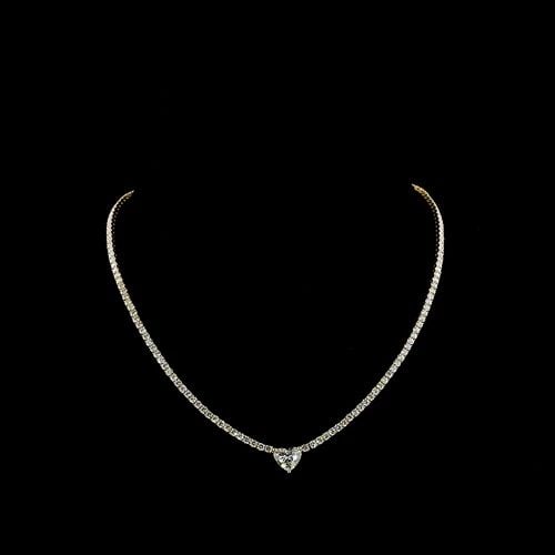 LAB-GROWN 9.95 CARAT HEART E-F-VS1 DIAMOND 14K YELLOW GOLD TENNIS NECKLACE: LAB-GROWN 9.95 CARAT HEART E-F-VS1 DIAMOND 14K YELLOW GOLD TENNIS NECKLACE Title: High-quality Brand-New Echo Friendly Elegant Lab-Grown 9.95 Carat Heart E-F-VS1 Diamond 14K Yellow Gold Tennis Necklac