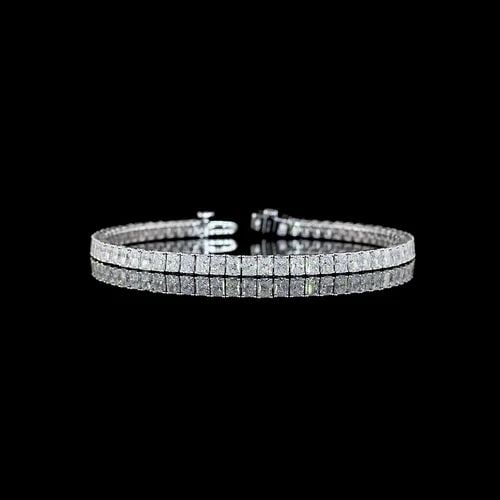 LAB-GROWN 8 CARAT RADIANT E-F-VS DIAMOND 14K WHITE GOLD TENNIS BRACELET: LAB-GROWN 8 CARAT RADIANT E-F-VS DIAMOND 14K WHITE GOLD TENNIS BRACELET Title: High-quality Brand-New Echo Friendly Elegant Lab-Grown 8 Carat Radiant E-F-VS Diamond 14K White Gold Tennis Bracelet Vide