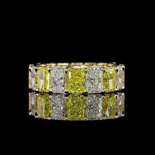 LAB-GROWN 8.4 CARAT RADIANT FANCY VIVID-VS1 DIAMOND 14K YG ETERNITY BAND: LAB-GROWN 8.4 CARAT RADIANT FANCY VIVID-VS1 DIAMOND 14K YG ETERNITY BAND Title: High-quality Brand-New Echo Friendly Elegant Lab-Grown 8.4 Carat Radiant Fancy Vivid-VS1 Diamond 14K Yellow Gold Eternit