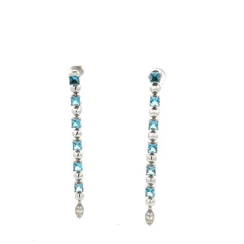 BVLGARI PLATINUM DANGLING EARRINGS WITH 0.16 CARAT ROUND G-VS2 DIAMONDS: BVLGARI PLATINUM DANGLING EARRINGS WITH 0.16 CARAT ROUND G-VS2 DIAMONDS Designer: BVLGARI Detailed Description: Adorn yourself with the timeless elegance of these vintage platinum dangling earrings, f