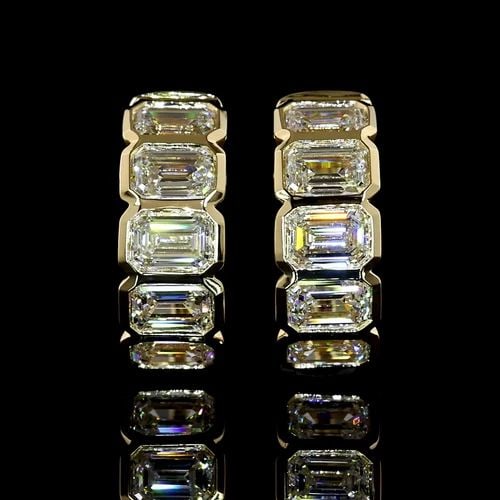 LAB-GROWN 1.99 CARAT EMERALD E-F-VS+ DIAMOND 14K YELLOW GOLD HUGGIES EARRINGS: LAB-GROWN 1.99 CARAT EMERALD E-F-VS+ DIAMOND 14K YELLOW GOLD HUGGIES EARRINGS Title: High-quality Brand-New Echo Friendly Elegant Lab-Grown 1.99 Carat Emerald E-F-VS+ Diamond 14K Yellow Gold Huggies E