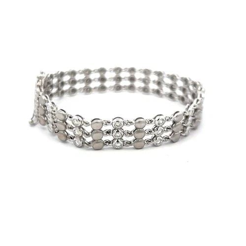 VINTAGE PLATINUM LINK BRACELET WITH 1.25 CARAT ROUND G-SI DIAMONDS (1 of 2)