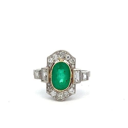 18K GOLD PLATINUM ART DECO RING 0.72CT H SI DIAMONDS & 6.5X9.5MM EMERALD SIZE 8: 18K GOLD PLATINUM ART DECO RING 0.72CT H SI DIAMONDS & 6.5X9.5MM EMERALD SIZE 8 18K GOLD PLATINUM ART DECO RING 0.72CT H SI DIAMONDS & 6.5X9.5MM EMERALD SIZE 8 Not Found