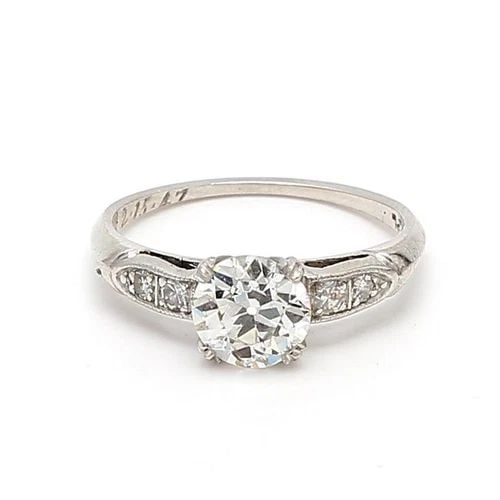 1.39 CARAT OLD EUROPEAN CUT K-I1 DIAMOND PLATINUM ENGAGEMENT RING: 1.39 CARAT OLD EUROPEAN CUT K-I1 DIAMOND PLATINUM ENGAGEMENT RING 1.39 CARAT OLD EUROPEAN CUT K-I1 DIAMOND PLATINUM ENGAGEMENT RING Not Found