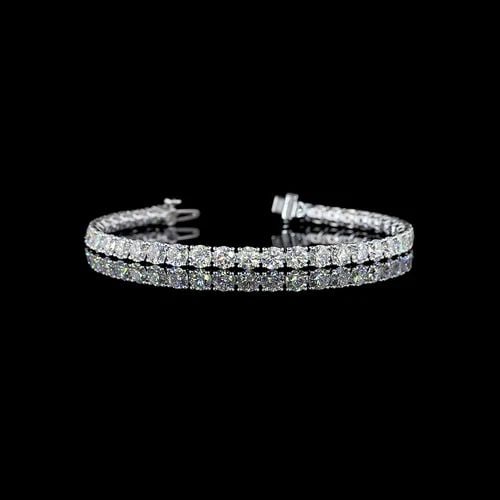 LAB-GROWN 9.8 CARAT ROUND E-F-VS DIAMOND 14K WHITE GOLD TENNIS BRACELET (1 of 2)