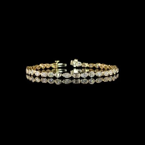 LAB-GROWN 4.68 CARAT MIX E-F-VS DIAMOND 14K YELLOW GOLD TENNIS BRACELET: LAB-GROWN 4.68 CARAT MIX E-F-VS DIAMOND 14K YELLOW GOLD TENNIS BRACELET LAB-GROWN 4.68 CARAT MIX E-F-VS DIAMOND 14K YELLOW GOLD TENNIS BRACELET $5,410.00 PRODUCT DESCRIPTION Title: High-quality Brand-