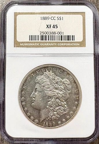 1889-CC MORGAN SILVER DOLLAR $1, NGC XF45, EXTREMELY FINE+: 1889-CC MORGAN SILVER DOLLAR $1, NGC XF45, EXTREMELY FINE+ 1889-CC Morgan Silver Dollar $1, NGC XF45, Extremely Fine+ THE ITEM(S) IN THE PHOTO(S) IS THE EXACT ITEM(S) YOU WILL RECEIVE!