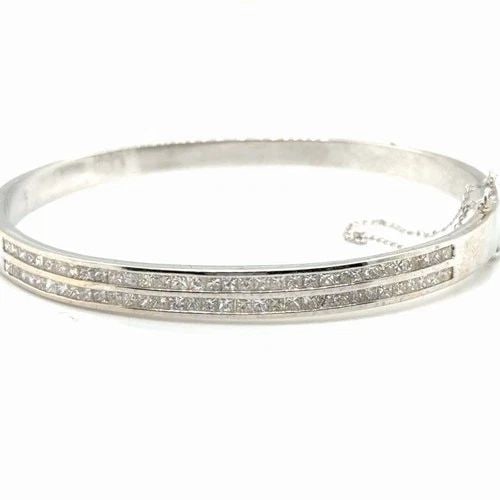 14K WHITE GOLD AND DIAMOND ESTATE BANGLE WITH 1.00TDW NATURAL DIAMONDS SI-I I-J (1 of 2)