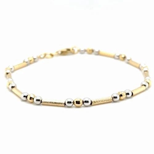 14CT WHITE AND YELLOW GOLD 5G TEXTURED BRACELET (1 of 2)
