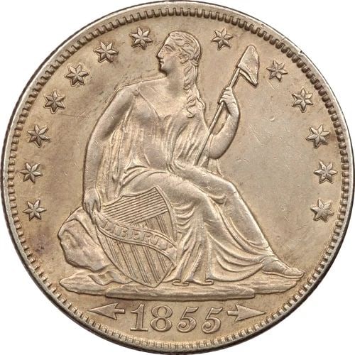 1855-O ARROWS SEATED LIBERTY HALF DOLLAR 50C, UNCIRCULATED BU, CLEANED: 1855-O ARROWS SEATED LIBERTY HALF DOLLAR 50C, UNCIRCULATED BU, CLEANED 1855-O Arrows Seated Liberty Half Dollar 50C, Uncirculated BU, Cleaned THE ITEM(S) IN THE PHOTO(S) IS THE EXACT ITEM(S) YOU WILL 