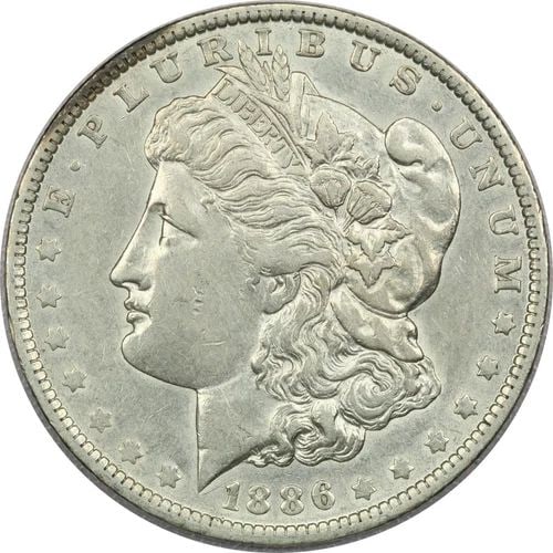 1886-O MORGAN SILVER DOLLAR $1, ABOUT UNCIRCULATED AU (1 of 2)