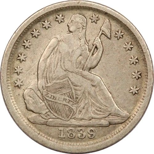 1839-O NO DRAPERY SEATED LIBERTY HALF DIME H10C, VERY FINE VF+: 1839-O NO DRAPERY SEATED LIBERTY HALF DIME H10C, VERY FINE VF+ 1839-O No Drapery Seated Liberty Half Dime H10C, Very Fine VF+ THE ITEM(S) IN THE PHOTO(S) IS THE EXACT ITEM(S) YOU WILL RECEIVE!