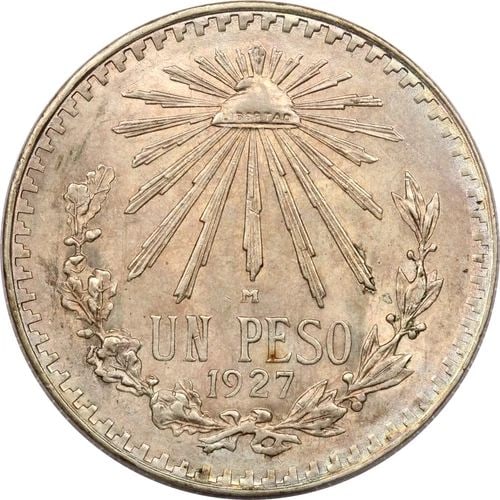 1927 MEXICO SILVER 1 PESO, UNCIRCULATED BU, LIGHTLY TONED, KM# 455: 1927 MEXICO SILVER 1 PESO, UNCIRCULATED BU, LIGHTLY TONED, KM# 455 1927 Mexico Silver 1 Peso, Uncirculated BU, Lightly Toned, KM# 455 THE ITEM(S) IN THE PHOTO(S) IS THE EXACT ITEM(S) YOU WILL RECEIVE!